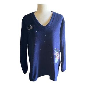 PREMIER INTERNATIONAL-NAVY BLUE LET IT SNOW SWEATER-SIZE XL